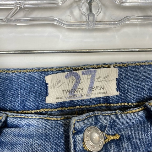 FREE PEOPLE Busted Knee Skinny Jean Distressed We The Free 27 Blue - Picture 4 of 5